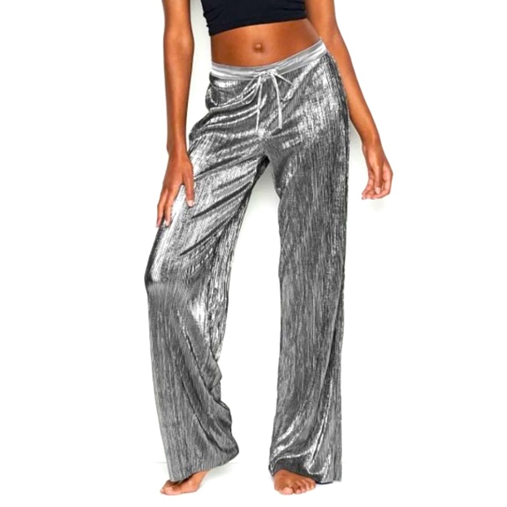 Victoria's Secret Shiny Drawstring Pleated Pants